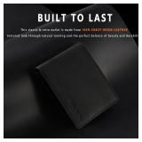 Travelambo Genuine Leather Wallet for Men with Gift Box - Handmade Bifold Stylish - Mens Wallets Rfid Blocking with 2 ID Windows - Retail: $10