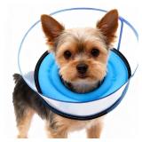 2-in-1 Soft Inflatable Dog Cone Collar Alternative with Enhanced Anti-Licking Guard Shield, Dog Collar After Surgery, Adjustable Recovery Cones for Large Medium Small Dogs and Cats(Blue, M) - Retail: 