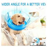 2-in-1 Soft Inflatable Dog Cone Collar Alternative with Enhanced Anti-Licking Guard Shield, Dog Collar After Surgery, Adjustable Recovery Cones for Large Medium Small Dogs and Cats(Blue, M) - Retail: 