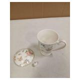 YX-SHMA Ceramic Mug,Fine Bone China Tea Cup, Tea Mugs for Women, Tea Cup with Lid, Suitable for Making Tea, Cold Drinks, Hot Drinks, Coffee, Etc, 10 oz (Knob On Lid Broke)