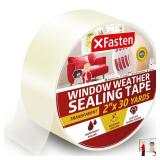 XFasten Transparent Window Weather Sealing Tape, 2-Inch x 30 Yards (50.8mm x 27.43m), Clear Window Draft Isolation Sealing Film Tape, No Residue - Retail: $11