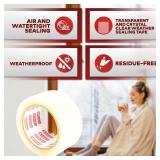 XFasten Transparent Window Weather Sealing Tape, 2-Inch x 30 Yards (50.8mm x 27.43m), Clear Window Draft Isolation Sealing Film Tape, No Residue - Retail: $11