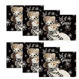 Artoid Mode Black Snowman Snowflakes Let it Snow Winter Placemats Set of 6, 12x18 Inch Seasonal Christmas Table Mats for Party Kitchen Dining Decoration - Retail: $10