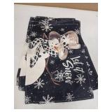 Artoid Mode Black Snowman Snowflakes Let it Snow Winter Placemats Set of 6, 12x18 Inch Seasonal Christmas Table Mats for Party Kitchen Dining Decoration - Retail: $10