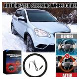 Heated Steering Wheel Cover Universal 12V Steering Wheel Warmer 14.5-15.5 Inch Heated Auto Steering Wheel Protector Cover for Cars Trucks Vans - Retail: $17