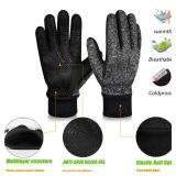MOREOK Winter Gloves for Men/Women -10°F 3M Thinsulate Warm Touch Screen Snow Ski Bicycle Bike Gloves for Driving/Cycling/Running/Hiking-deep Gray-L - Retail: $20