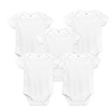 SINNSIDELIN 5-Pack Baby Bodysuit Sublimation White Short Sleeve Shirt (White, 0-3 Months)