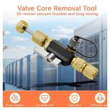 HVAC Valve Core Removal Tool,Valve Core Remover Installer Tool,1/4"& 5/16" Dual Valve Mega Flow Vacuum-Rated Valve Core Removal Tool,20 Microns Vacuum,Essential HVAC Tools for R32 R410A R22 R12 R407 -