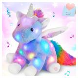CozyWorld 16.5" Light up Musical Unicorn Stuffed Animal Glowing Singing Rainbow Unicorn Soft Plush Toys Birthday Christmas Children