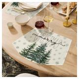 Artoid Mode Merry Christmas Trees Wedge Shape Placemats for Round Table Set of 4, Winter Seasonal Kitchen Dining Table Decoration for Indoor Party Home - Retail: $10