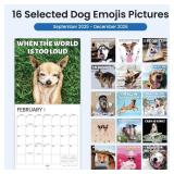 SUNEE Wall Calendar 2026, Dog Calendar From September 2025 to December 2026, 12"x24" Opened, Dog Emojis Theme Large Calendar 12"x12" for Organizing & Planning - Retail: $6