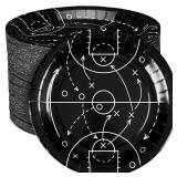 Qinyoung 100 Pcs Basketball Paper Plates 9" Disposable Birthday Party Plates Dinner Dessert Tableware Supplies for Basketball Sports Themed Birthday Game Day Party Decorations, Serves 50(Black) - Reta