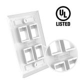 VCE 4 Port Ethernet Wall Plate (UL-Listed), CAT6 Female to Female Wall Outlet, Keystone Wall Plate with RJ45 Keystone Inline Coupler, Blue - Retail: $10