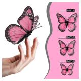 Chuangdi 48 Pcs Pink Monarch Butterfly Decorations 3 Size Fake Butterflies Realistic Butterfly Craft Artificial Mariposas Wall Decor for Craft Wedding Home Birthday Party (3.2inch,4inch,4.7inch) - Ret