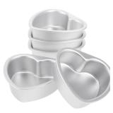 Kichvoe 5Pcs Heart Shaped Cake Pans 4 Inch Aluminum Baking Mold Non-Stick Coating for Diy Desserts Birthday Valentine S Day Wedding Kitchen - Retail: $19