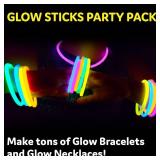 PartySticks Glow Sticks Party Supplies 100pk - 8 Inch Glow in the Dark Light Up Sticks Party Favors, Glow Party Decorations, Neon Party Glow Necklaces and Glow Bracelets with Connectors - Retail: $9