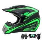 Motocross Helmet,Youth & Adult ATV Dirt Bike Motorcycle, Kids BMX 4-Wheeler Off-Road Mountain Bike Helmet,DOT Certified,W/Gloves Goggles Mask 4-Piece Set (Green, M) - Retail: $69