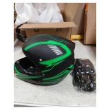 Motocross Helmet,Youth & Adult ATV Dirt Bike Motorcycle, Kids BMX 4-Wheeler Off-Road Mountain Bike Helmet,DOT Certified,W/Gloves Goggles Mask 4-Piece Set (Green, M) - Retail: $69