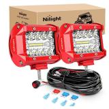 Nilight LED Light Bar 2PCS 60W 4Inch Triple Row Spot Flood Combo Lights w/Wiring Kit for Fog Driving Work Lighting on Off-Road Truck Tractor SUV ATV UTV Golf Cart Boats - Retail: $24