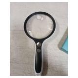 Large Magnifying Glass with Lights,10X 25X 45X 60X Handheld Lighted Magnifier, 5in Page Magnifier LED Lights, Magnifying Glass for Reading Small Prints & Low Vision Seniors with Aging Eyes - Retail: $