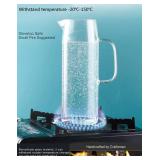 Borosilicate Glass Pitcher with Lid - Heat Resistant Carafe with Handle for Fridge, Iced Tea, Milk, Hot & Cold Beverages - 1.2L/40Oz Jug - Retail: $23