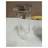 Borosilicate Glass Pitcher with Lid - Heat Resistant Carafe with Handle for Fridge, Iced Tea, Milk, Hot & Cold Beverages - 1.2L/40Oz Jug - Retail: $23