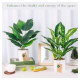 Der Rose 16" Fake Plant Artificial Tropical Plants Indoor Faux Greenery for Home Office Desk Bathroom Decor - Retail: $16