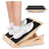 Slant Board&Professional Wooden Balance Board for Calf Stretching, Adjustable Wooden Incline Board, 200 Lbs Weight Capacity Calf Stretch Wedge for Exercise with Training Poster 2 in 1