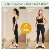 Slant Board&Professional Wooden Balance Board for Calf Stretching, Adjustable Wooden Incline Board, 200 Lbs Weight Capacity Calf Stretch Wedge for Exercise with Training Poster 2 in 1