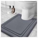 Grandaily Memory Foam Toilet Rugs U-Shaped 24x20, Ultra Soft, Non-Slip and Absorbent Bathroom Rugs, Machine Wash Dry, Comfortable Contour Bath Mat for Toilet Base, Dark Grey - Retail: $19