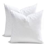 TOPGREEN Feathers Down Pillow Inserts 14x14, Set of 2, 100% Organic Cotton Shell, Soft Decorative Square Throw Pillows for Living Room Sofa, Couch, or Bed (White) - Retail: $30
