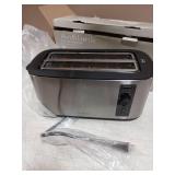 Anfilank Toaster 4 Slice with Countdown Timer, Extra Wide Slots for Bagels and Waffles, 6 Browning Settings, Removable Crumb Tray, Stainless Steel - Retail: $40