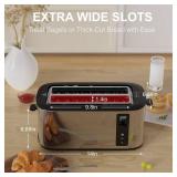Anfilank Toaster 4 Slice with Countdown Timer, Extra Wide Slots for Bagels and Waffles, 6 Browning Settings, Removable Crumb Tray, Stainless Steel - Retail: $40