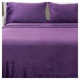 Great Bay Home Extra Soft Velvet Plush Full Micro Fleece Sheet Set | Deluxe Microplush Non Pilling Sheets, Deep Pocket | Lavish Sherpa Velvet Luxe Collection (Full, Purple) - Retail: $55