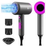 Slopehill Professional Ionic Hair Dryer, Powerful 1800W Fast Drying Low Noise Blow Dryer with 2 Concentrator Nozzle 1 Diffuser Attachments for Home Salon Travel - Retail: $28