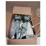 Cinkeda 25.6" Blue Table Lamps Set of 2 with USB C+A Ports & AC Outlet for Coastal Living Room Bedroom,3-Way Dimmable Farmhouse Touch Lamp Bedside Lamps for Nightstand,Retro Blue. One lamp is damaged 