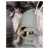 Cinkeda 25.6" Blue Table Lamps Set of 2 with USB C+A Ports & AC Outlet for Coastal Living Room Bedroom,3-Way Dimmable Farmhouse Touch Lamp Bedside Lamps for Nightstand,Retro Blue. One lamp is damaged 