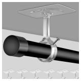 MUAKIOY No Drill Ceiling Mount Rod Brackets, 6-Pack Heavy Duty Self Adhesive Holders, Adjustable Hooks Hanging 1.2