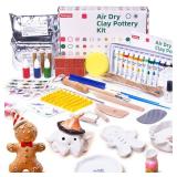 Fiestajaja Air Dry Clay Kit for Adults, Pottery Kit for Beginners, 48 PCS Clay Kit with Acrylic Paints, Stamps, Sculpting Tools & Step-by-Step Guide - Crafts for Birthdays Xmas Gift & Decor - Retail: 