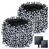 Solar String Lights for Outside, 170 FT 480 LED Solar String Lights Outdoor with 8 Modes & Memory Function, Super Long Waterproof Solar Chrismas Lights for Tree Party Decorations (Cool White) 2 pack -