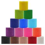 Self Adhesive Bandage Wrap 2 Inch x 5 Yards Self-Adherent Elastic Cohesive Wrap Non-Woven Breathable Bandage,Vet Wrap for Stretch Athletic, Sports, Wrist, Ankle (Mix) 15 pack  - Retail: $8
