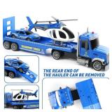 Dwi Dowellin 27" Large Friction Powered Police Truck Toy with Car and Helicopter,Semi Truck Toys for 3 4 5 6 Years Old Toddlers Kids Boys & Girls Gift - Retail: $37