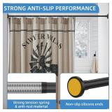 CorkLatta Matte Black Shower Curtain Rod,1 Inch Diameter Stainless Steel Adjustable Spring Tension Rods 32 to 80",with Holders,Anti-Slip,Curtain Rods No Drilling(1 Pack) - Retail: $14
