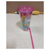 Home Tune Cute Glitter Tumbler Cups with Lid and Straw, Double Wall Insulated Acrylic Cup, 22 oz / 650ml (Unicorn) - Retail: $10