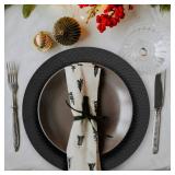 Opexscal 13" Hammered Charger Plates, Black Elegant Dinner Plate Chargers Set of 6, Round Server Ware for Wedding Party Decoration - Retail: $28