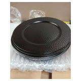 Opexscal 13" Hammered Charger Plates, Black Elegant Dinner Plate Chargers Set of 6, Round Server Ware for Wedding Party Decoration - Retail: $28