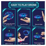 Hand Operated Flying Toy Drone for Kids, 360° Hands Free Motion Sensors Mini Drone with Cool LED Lights, Easy Indoor Small UFO Toy Flying Ball Drone for 6 7 8 9 10+ Year Old Boys and Girls (Blue) - R