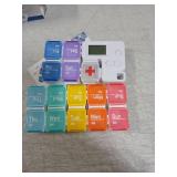 Pill Organizer with Medicine Reminder Alarm, Cozycabin Weekly Large Vitamin Box Organizer - AM PM Daily Travel Medication Box(Rainbow) 7 day  - Retail: $16