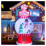Christmas Inflatables Outdoor Decoration 7.8FT Tall Snowman Tree in Snow Globe with Rotating LED Lights Christmas Blow Up for Lawn Garden Holiday Party Yard Xmas Decor