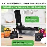 PrepNaturals Vegetable Chopper with Container, Veggie Chopper, Food Chopper & Onion Chopper - Mandoline Slicer for Kitchen (8 in 1, Black) - Retail: $20